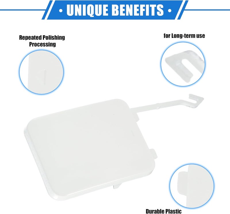 VekAuto Tow Hook Eye Hole Cover Cap Compatible for Mercedes-Benz W211 E-Class E280 E320 E350 E550 E500 E55 2002-2008, Durable Plastic White Rear Right - Image 3